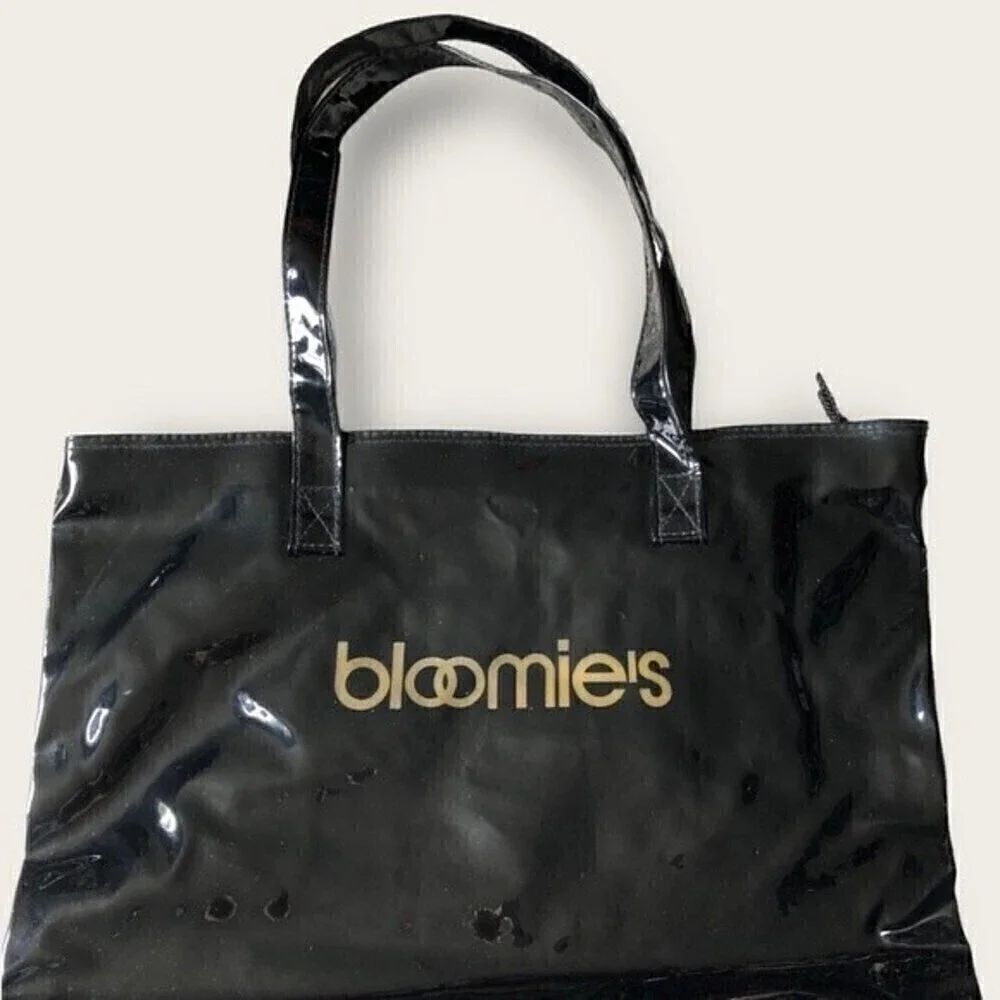 Vintage Bloomies Patent Thick Vinyl Shopping Bag Bloomingdale’s Shopper Tote